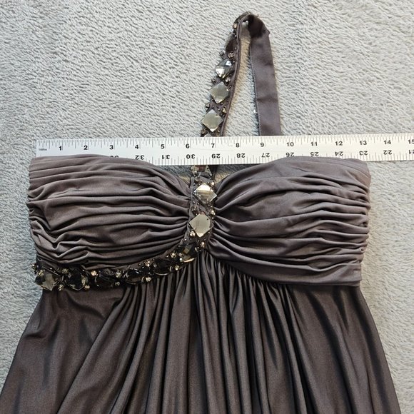 Cache Gray Ombre Womens Sz 2 Jeweled Beaded Strap Flowy Lined Midi Dress‎ - Picture 6 of 11